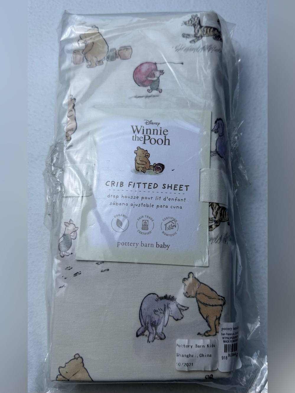 Pottery Barn Disney Winnie the Pooh Crib Fitted Sheet - Cream